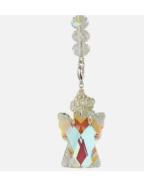 Kirks Folly Guardian Angel Shimmer Ornament Silver tone Faceted Christmas 8 in
